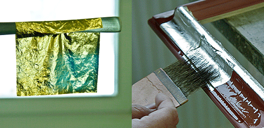 Blattgold und Auftragen des Blattgoldes